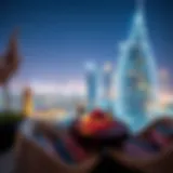 A romantic dinner setup overlooking the Dubai skyline
