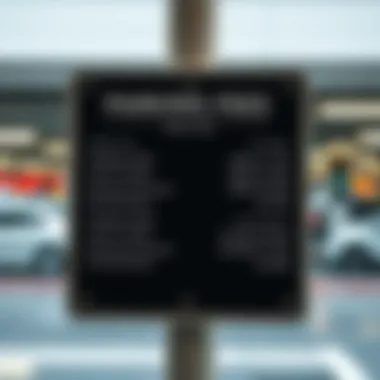 An informative sign detailing parking fees at Ain Dubai.