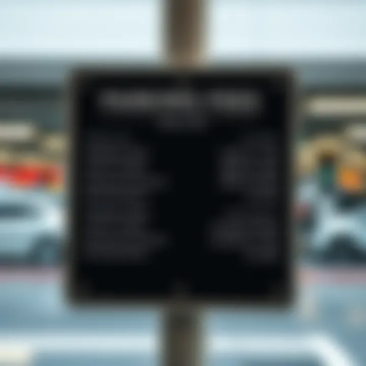 An informative sign detailing parking fees at Ain Dubai.