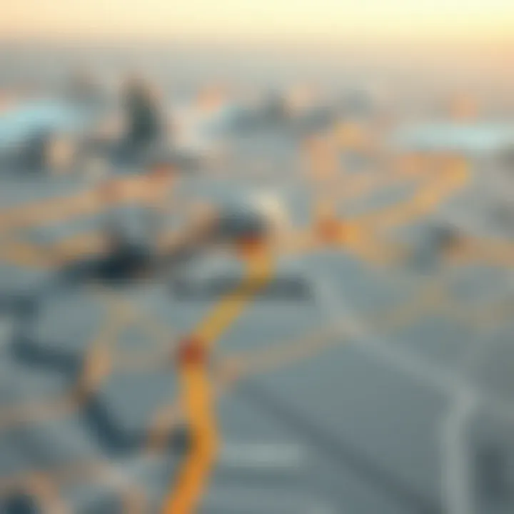 Map illustrating the route from Ajman to Dubai