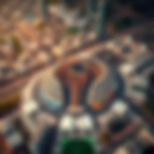 Aerial view of Al Ghubaiba Bus Station highlighting its unique architectural design