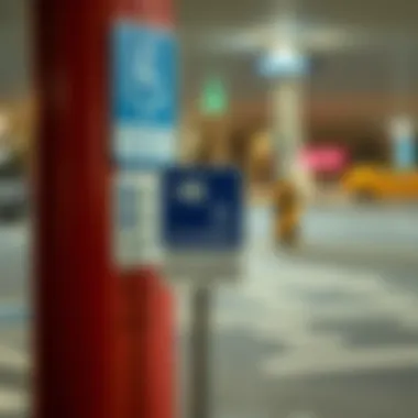 Signage indicating accessibility features at Aldar Square Parking.