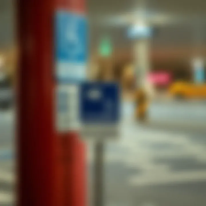Signage indicating accessibility features at Aldar Square Parking.