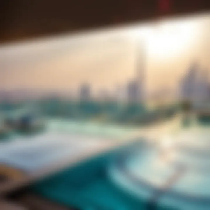 Majestic Vista of Aura Sky Pool Breathtaking view of Aura Sky Pool overlooking Dubai skyline