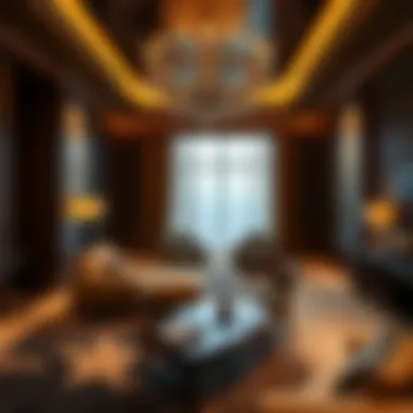 Elegance Within: Suite at Baccarat Hotel Dubai Luxurious suite interior at Baccarat Hotel Dubai with opulent furnishings