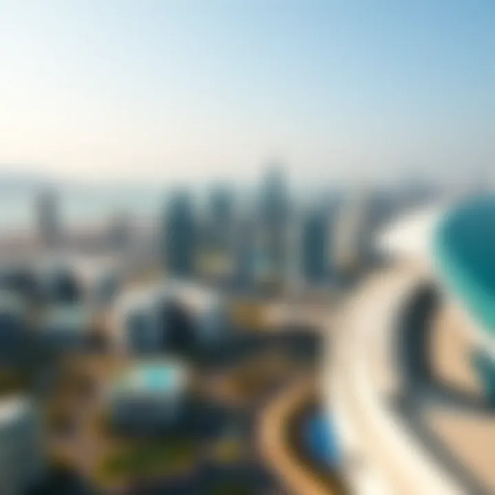 Skyline Splendor: Aerial View of Beachfront Developments Aerial perspective of upscale beachfront developments