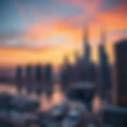 Stunning skyline view of Dubai Marina at sunset