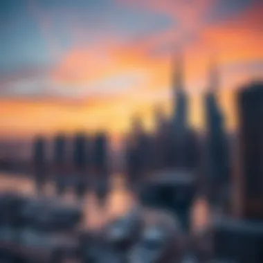 Stunning skyline view of Dubai Marina at sunset