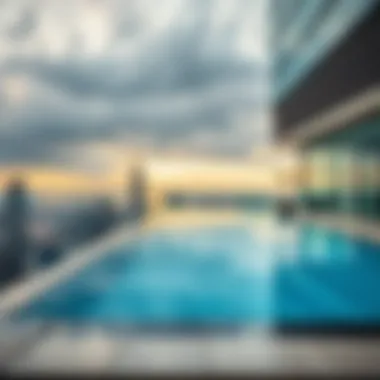 Infinity pool at Cascades Tower with stunning cityscape backdrop