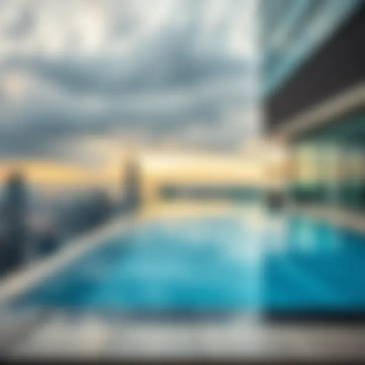 Infinity pool at Cascades Tower with stunning cityscape backdrop