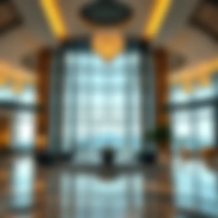 Luxurious interior lobby of Cascades Tower with contemporary design elements