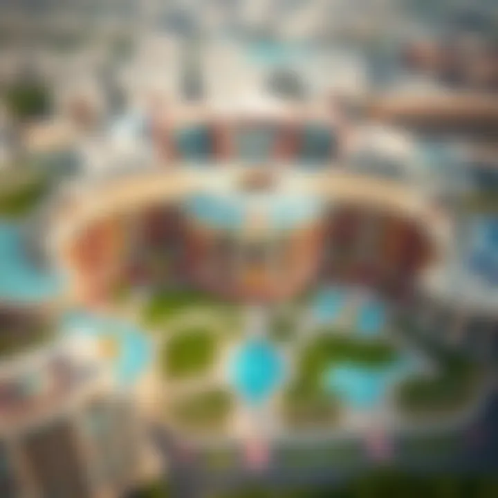 Aerial view of Central Park Plaza Meraas showcasing its unique design and layout