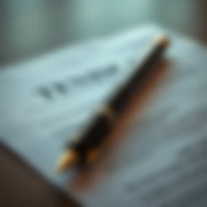Close-up of legal documents and a pen