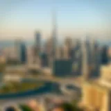 An overview of Dubai's skyline with iconic landmarks.