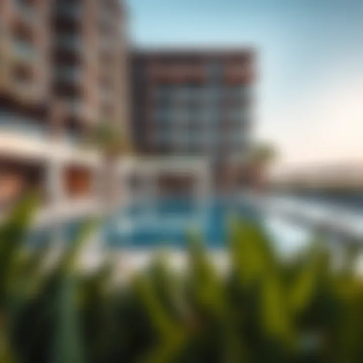 Luxurious amenities in DAMAC Hills including pools and recreational areas.