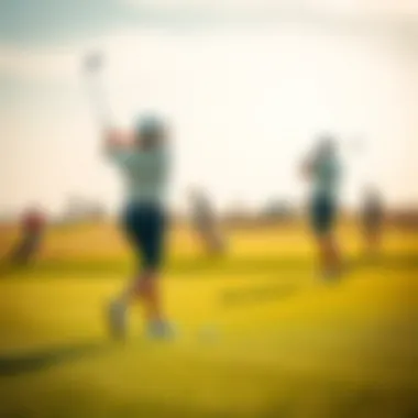 Golf Enthusiasts on Dubai's Scenic Fairways Golfers enjoying a sunny day on the pristine fairways of a Dubai golf course.
