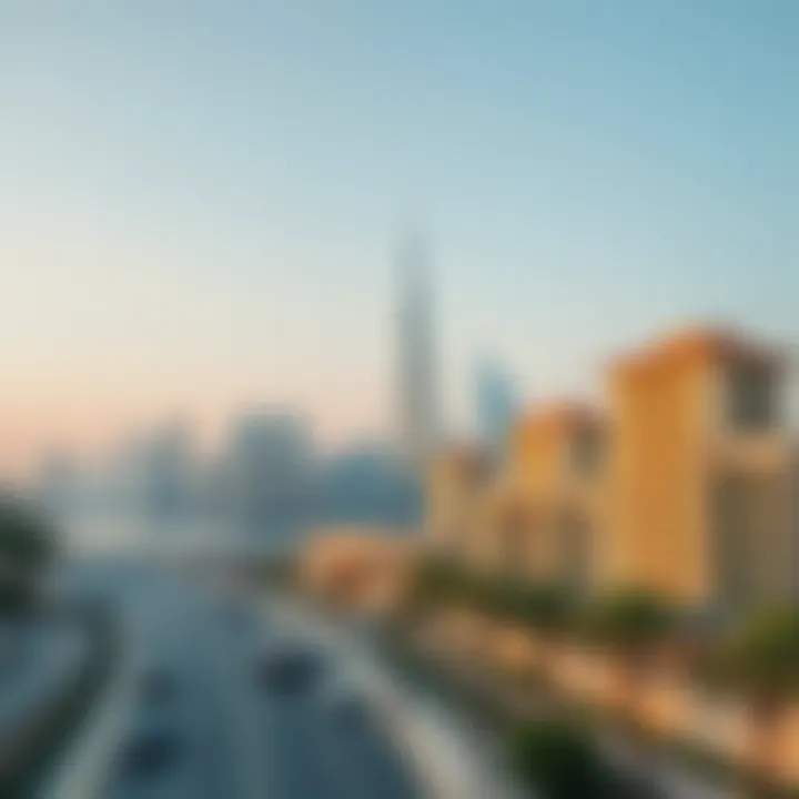 Dubai Skyline and Real Estate Dubai skyline with real estate properties