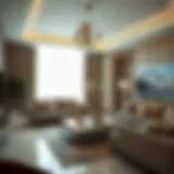 Modern living room in an Etihad Plaza apartment showcasing elegant decor