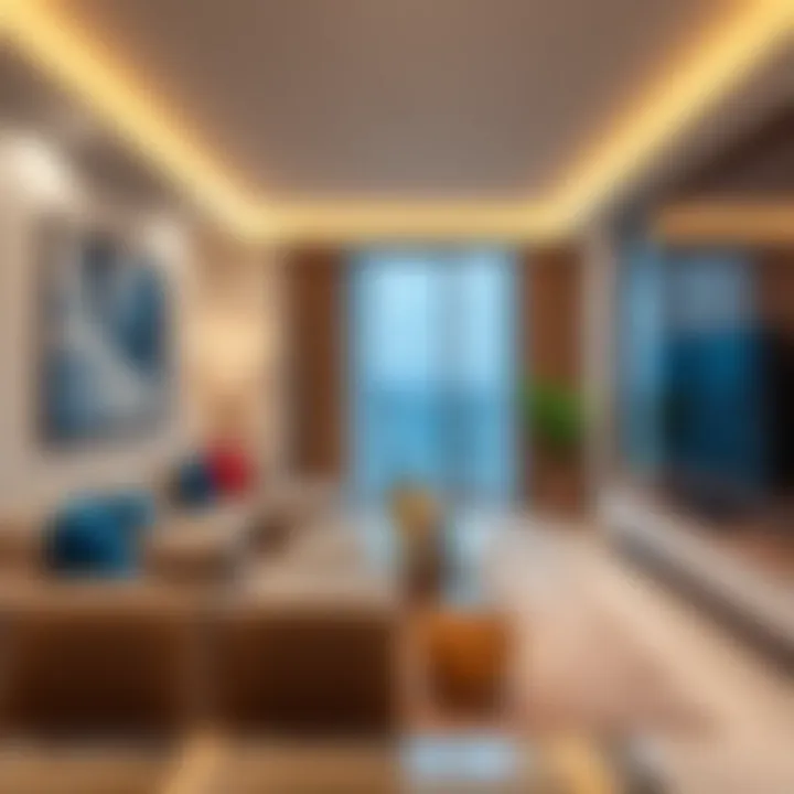 Modern living room interior of a 2 BHK apartment