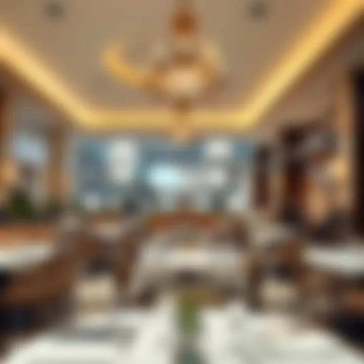 An elegant dining area in Al Maryah Mall filled with gourmet restaurants