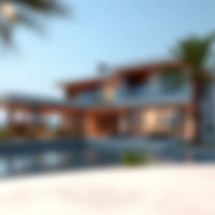 Architectural rendering of a luxury villa on one of the islands