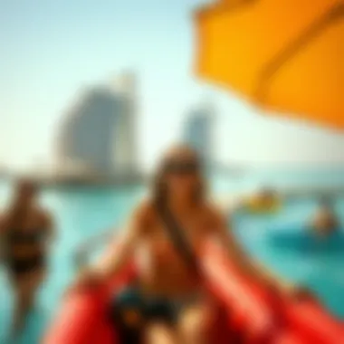 Tourists enjoying recreational activities on one of the islands