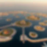 Aerial View of World Islands Aerial view of Dubai's World Islands showcasing distinct island shapes