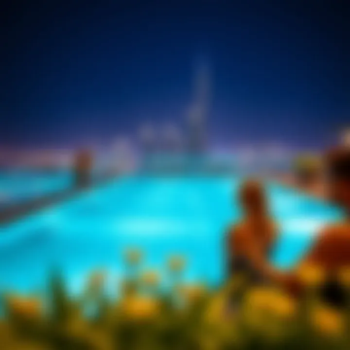 Luxurious Guest Experience at Aura Sky Pool Guests enjoying the luxurious experience at the Aura Sky Pool with stunning city views.