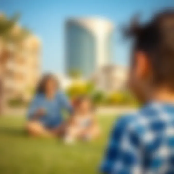 Family enjoying outdoor activities in Damac Hills 2 park