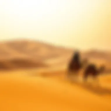 Desert Adventure in Dubai Beautiful desert landscape with dunes and camels