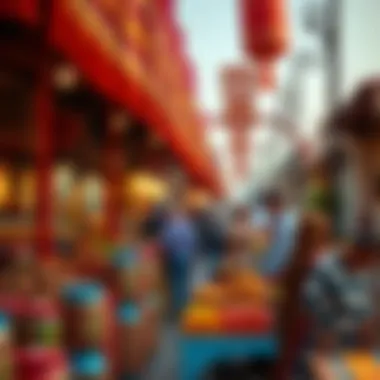 Vibrant market scene showcasing traditional Emirati culture