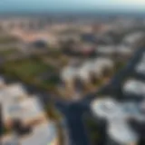 Aerial view of District One MBR City showcasing luxurious villas and green spaces