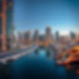 A panoramic view of Dubai Marina showcasing modern skyscrapers and the waterfront.