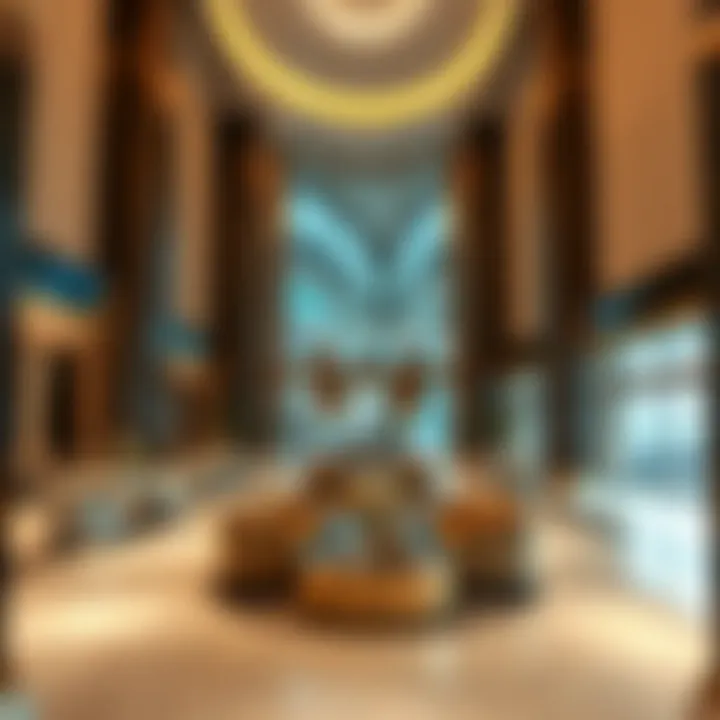 Luxurious hotel lobby in Dubai Marina