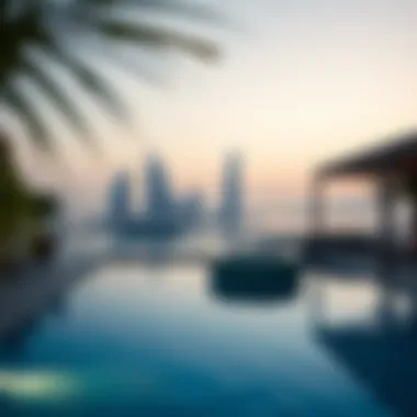 Serene private pool area overlooking Dubai's skyline