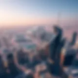 Aerial view of Dubai skyline and surrounding areas