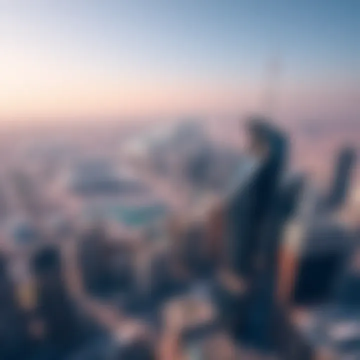 Aerial view of Dubai skyline and surrounding areas