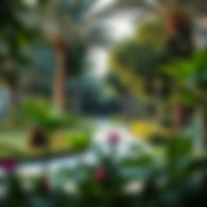 Community park in مجمع عود المطينه filled with lush greenery