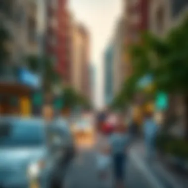 Vibrant street scene in the heart of مجمع عود المطينه