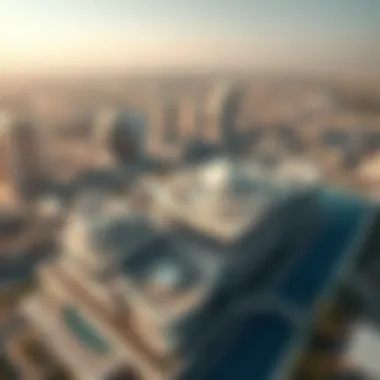 Aerial view of برودكشن سيتي showcasing its architectural innovation