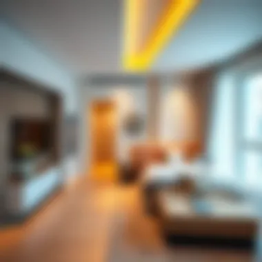 Interior shot of a stylish rental room in Al Quoz 3