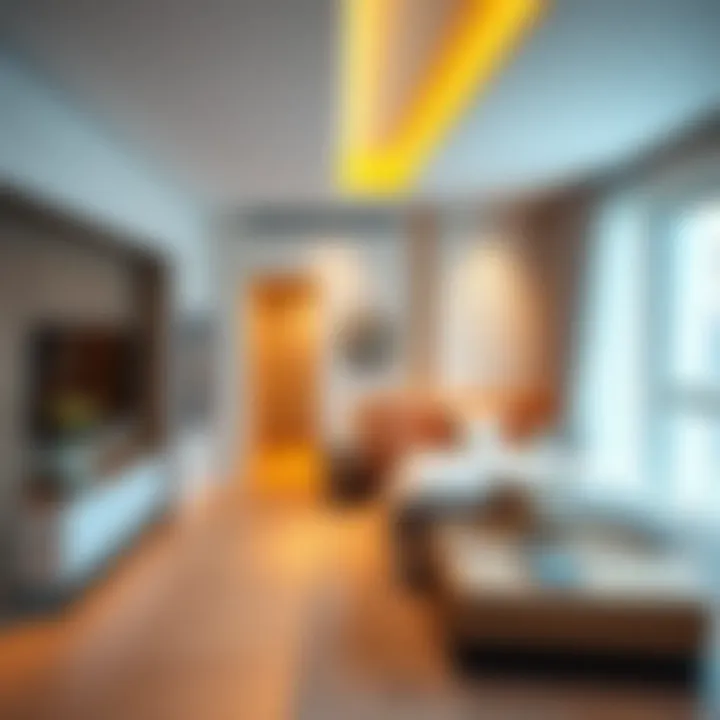 Interior shot of a stylish rental room in Al Quoz 3