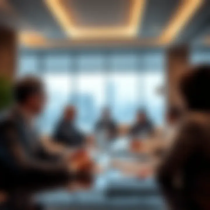 A business meeting discussing investment strategies in real estate.