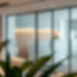 Contemporary glass partition in a modern office