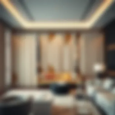 Elegant fabric partition enhancing room aesthetics