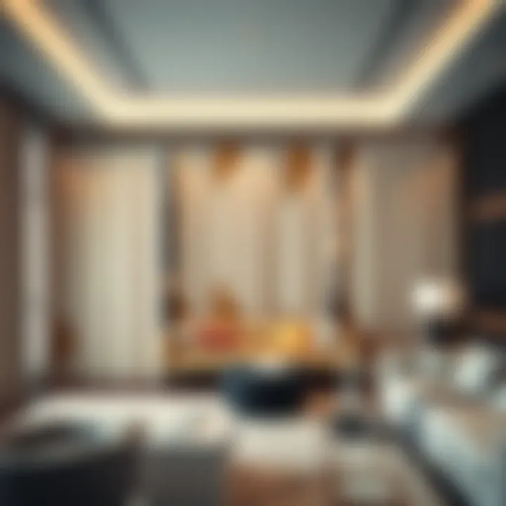 Elegant fabric partition enhancing room aesthetics