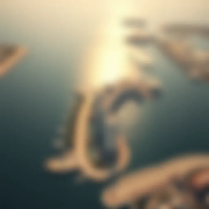 Aerial View of Palm Jumeirah An aerial shot of the iconic Palm Jumeirah showcasing its unique shape and surrounding waters.
