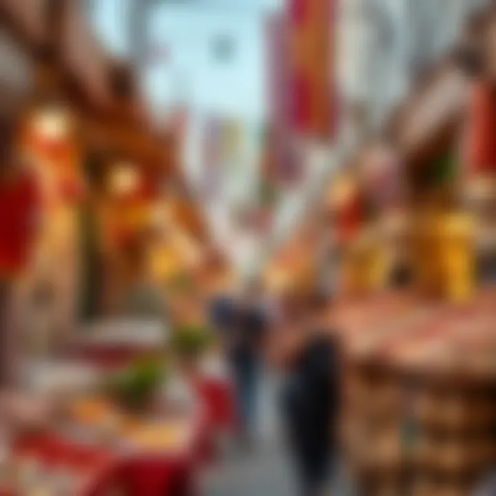 Vibrant Market Scene in Dubai A vibrant market scene in Dubai filled with colorful goods and local crafts, capturing the essence of summer shopping.