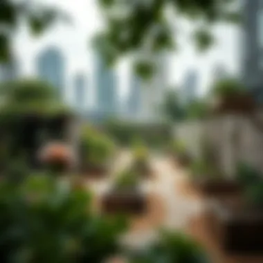 A community garden thriving in an urban environment