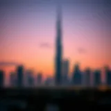 A breathtaking view of the tallest building in the UAE against a twilight sky